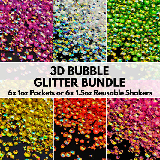 3D Bubble Glitter Bundle (1oz Packets or 1.5oz Shakers)