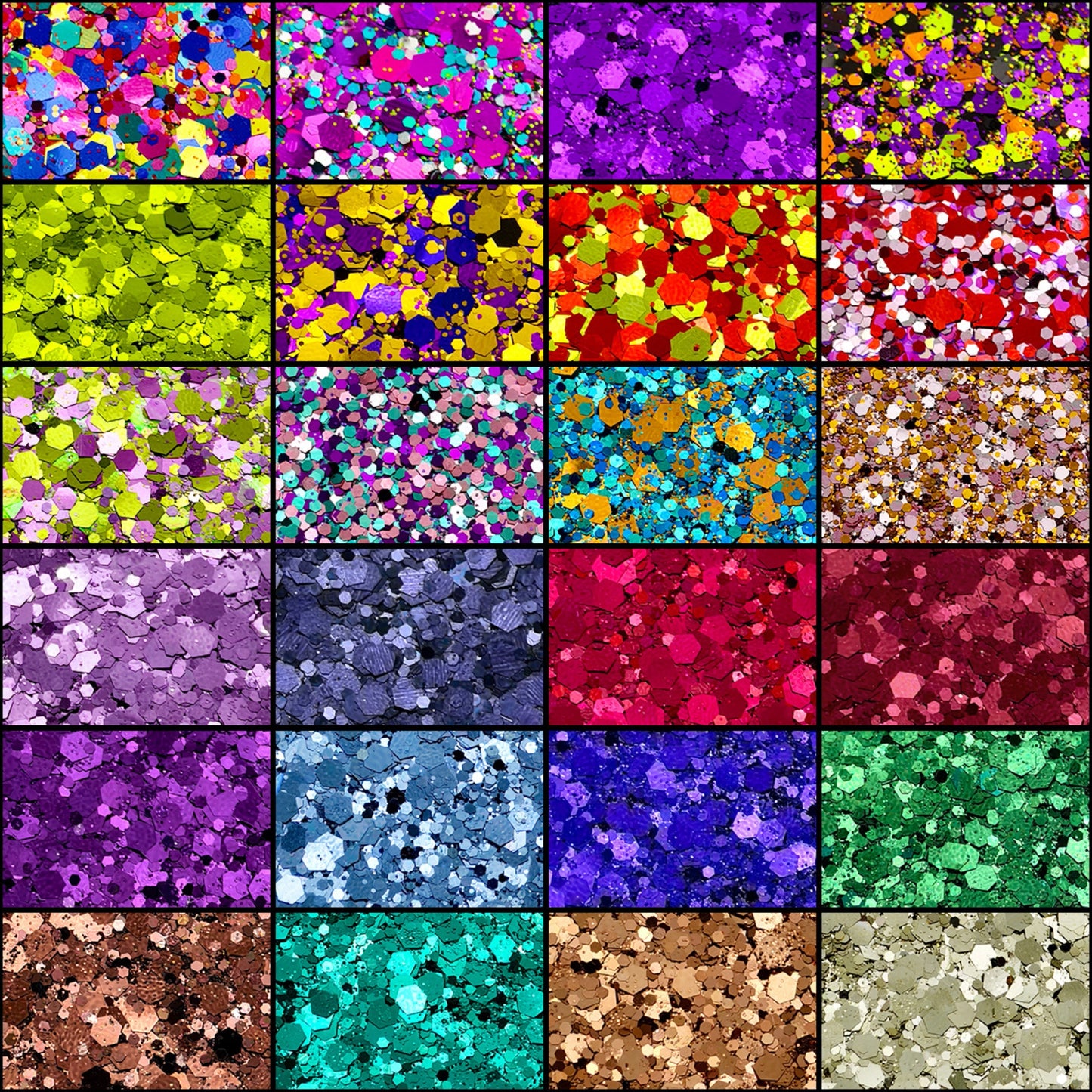 24x 2oz Filled Shaker Jars Glitter Bundle, Over 1300g of Glitters! - SET 3