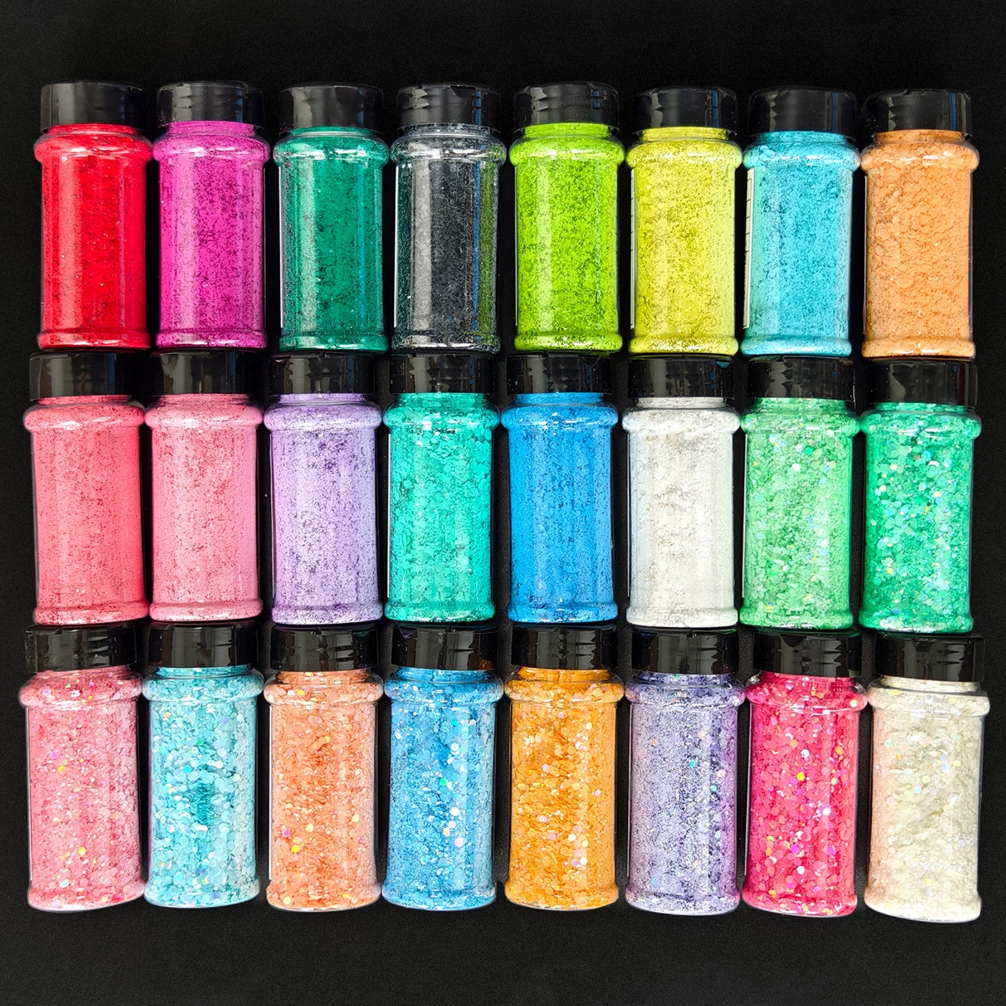24x 2oz Filled Shaker Jars Glitter Bundle, Over 1300g of Glitters! - SET 6