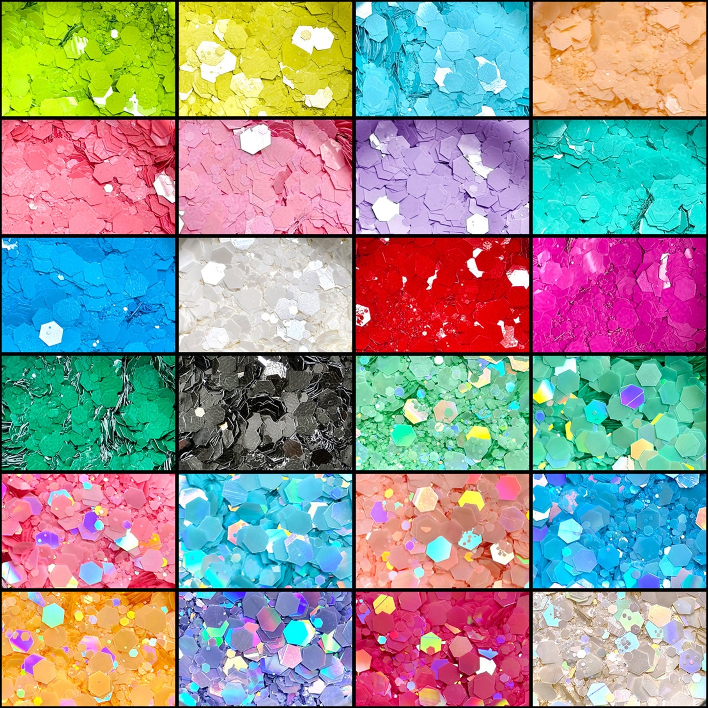 24x 2oz Filled Shaker Jars Glitter Bundle, Over 1300g of Glitters! - SET 6