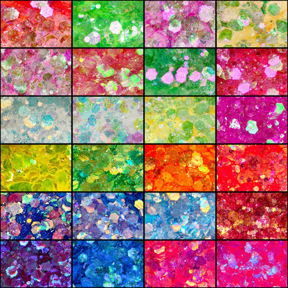 24x 2oz Filled Shaker Jars Glitter Bundle, Over 1300g of Glitters! - SET 7