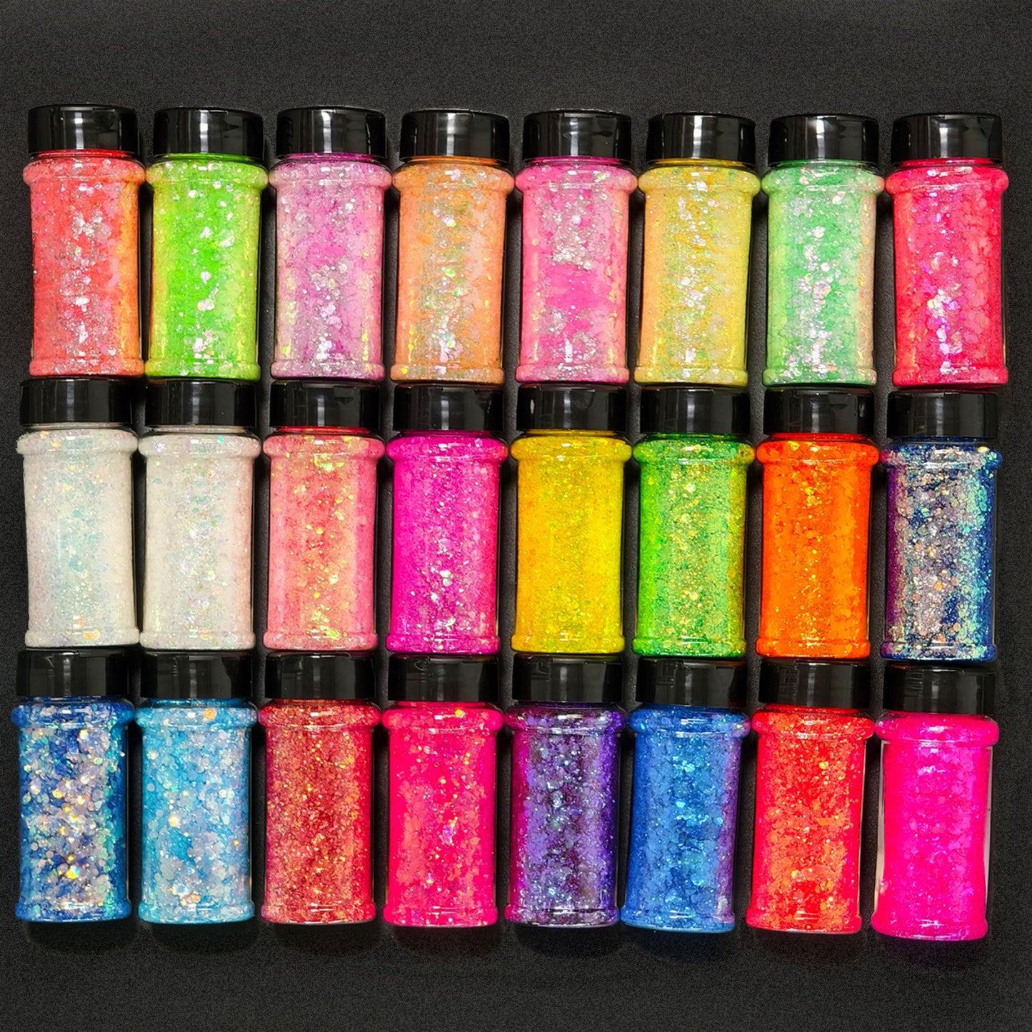 24x 2oz Filled Shaker Jars Glitter Bundle, Over 1300g of Glitters! - SET 7
