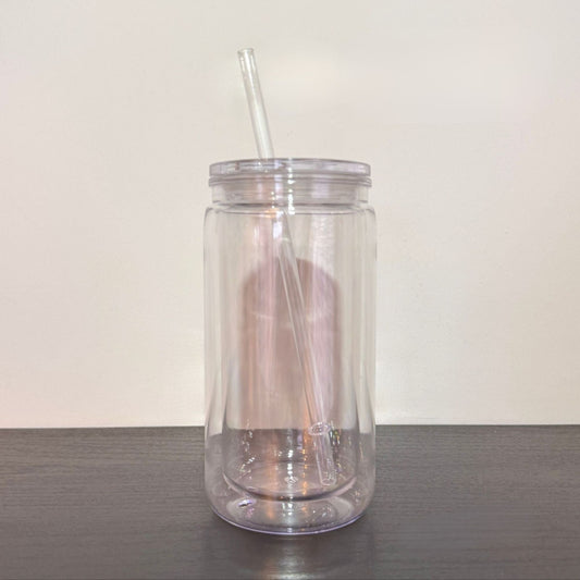 12oz Acrylic Can Double Wall Snowglobe Pre-drilled with Stoppers