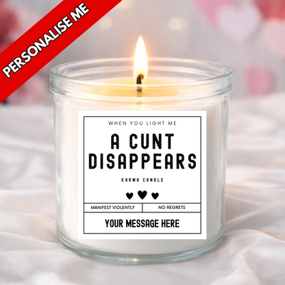 funny candle labels which can be personalised with your own message and name, perfect for valentines day