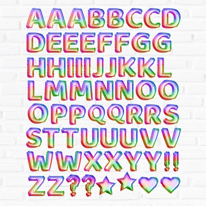 rainbow uv dtf foil balloon letter transfer stickers