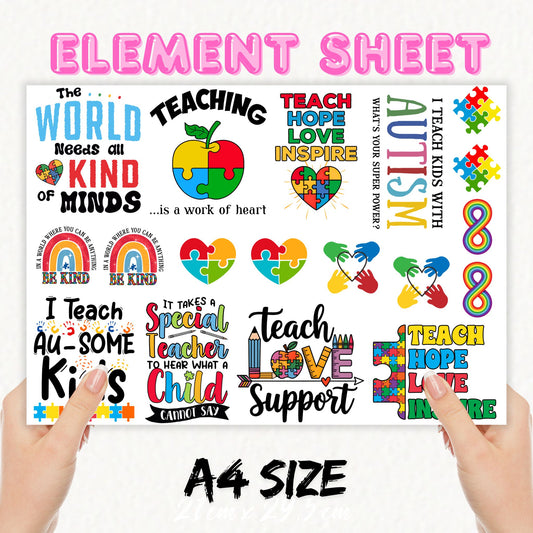 Teacher A4 Sheet 3 | UV DTF Element Sheet