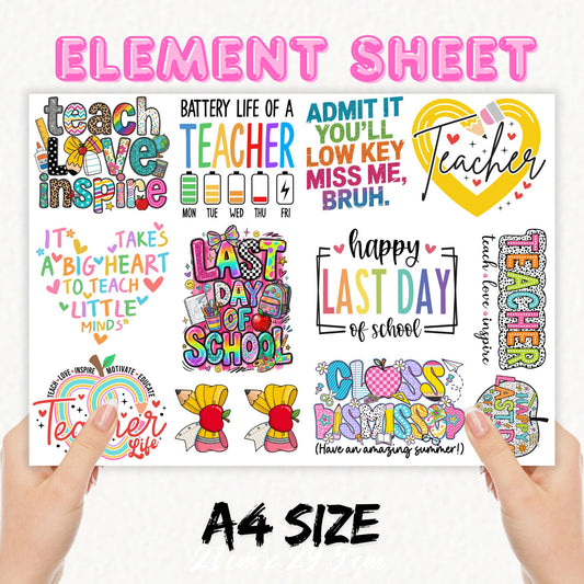 Teacher A4 Sheet 2 | UV DTF Element Sheet