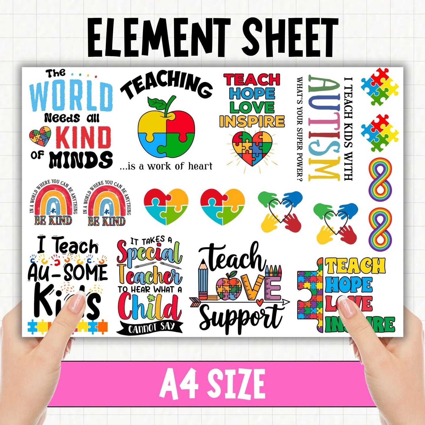 Teacher A4 Sheet 3 | UV DTF Element Sheet