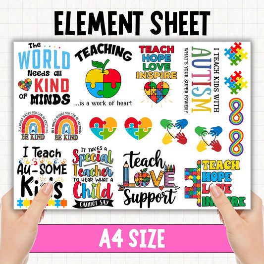 Teacher A4 Sheet 3 | UV DTF Element Sheet