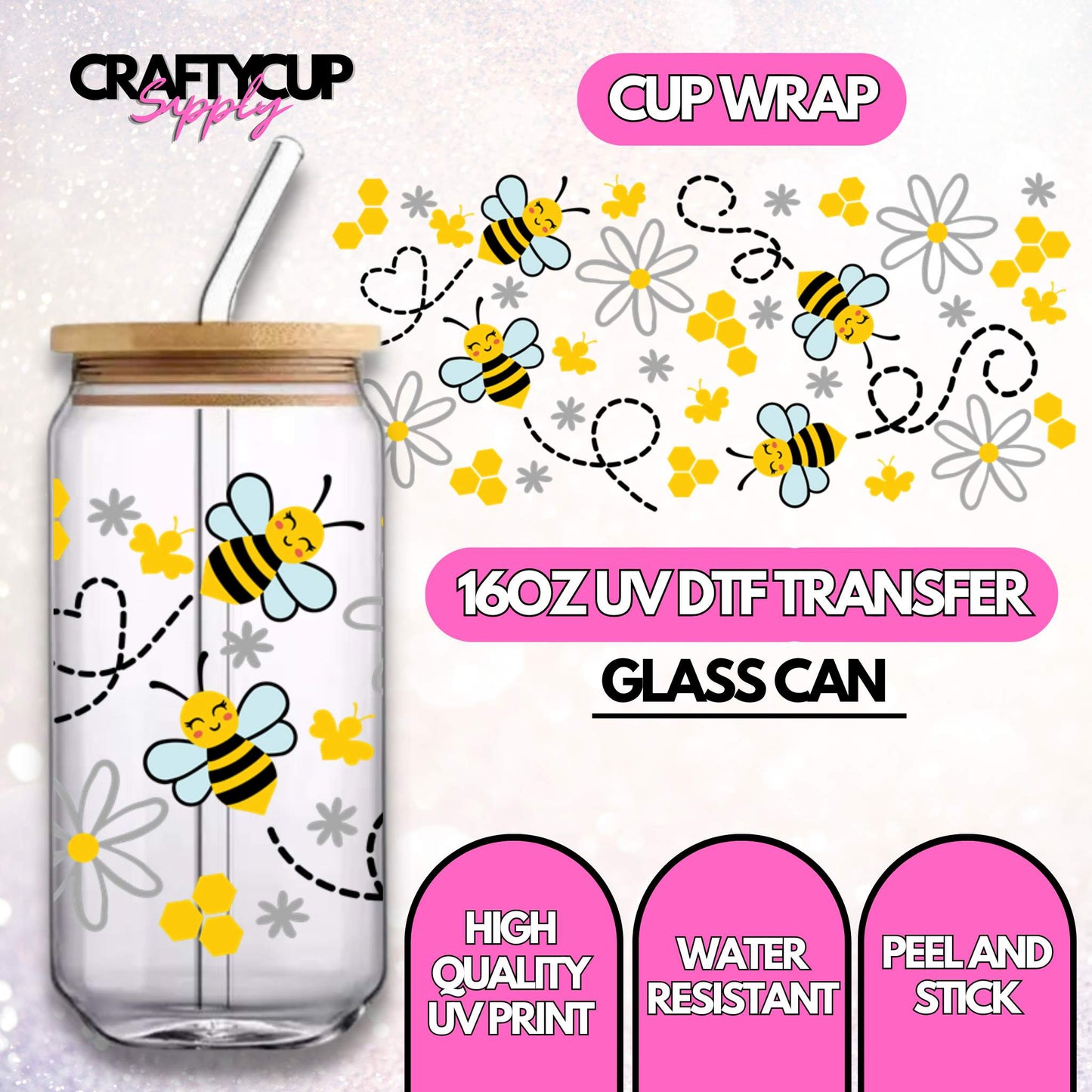 Honeycomb Bees | UV DTF Wrap