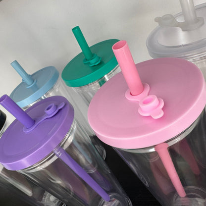 24oz Acrylic Bubble Tea Double Wall Snowglobe Pre-drilled with Stopper