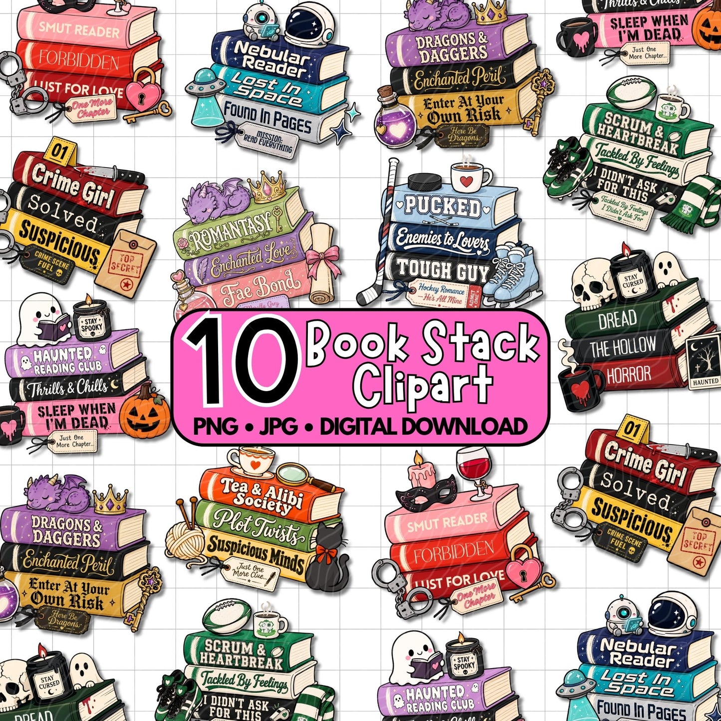 Book Stack Clipart Bundle | Digital Download