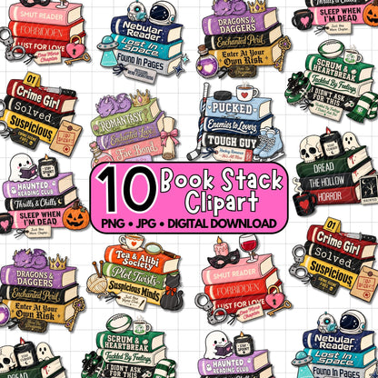 Book Stack Clipart Bundle | Digital Download