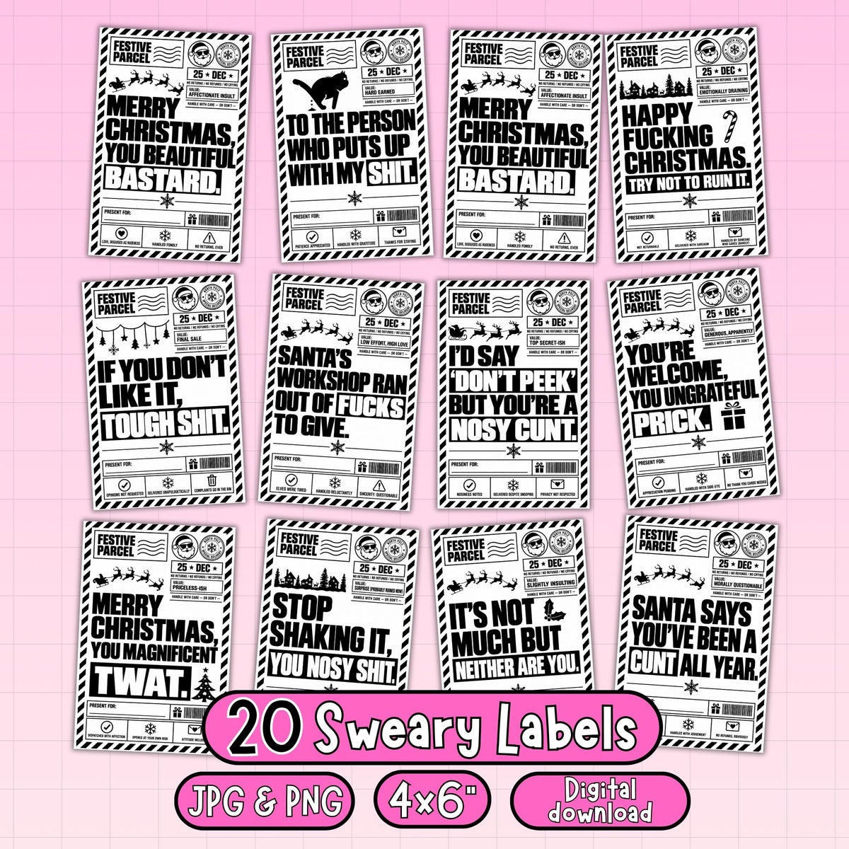 20x Christmas Sweary Thermal Bundle | Digital Download