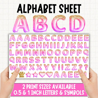 Princess Foil Balloons Alphabet | UV DTF