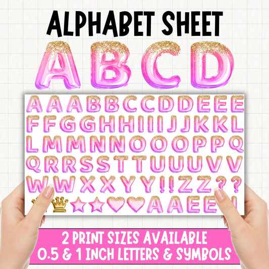 Princess Foil Balloons Alphabet | UV DTF