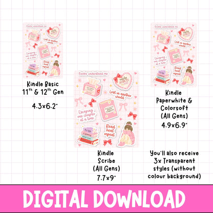 Bookish Girly Kindle Insert | Digital Download