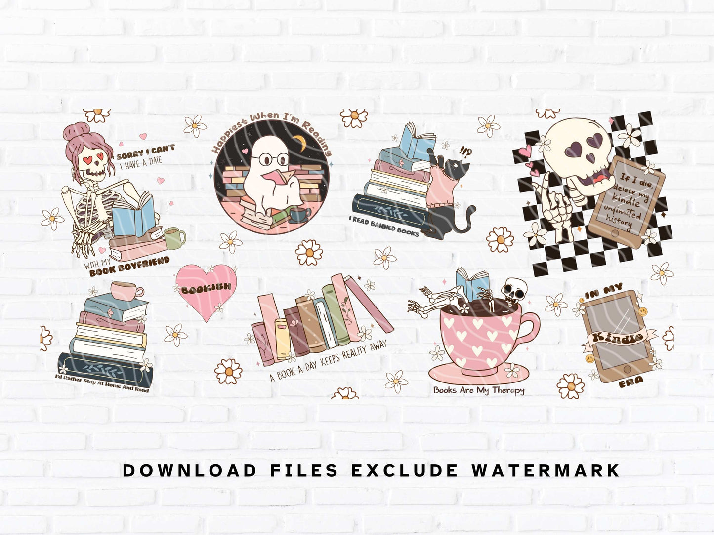 bookish tumbler wraps png digital download