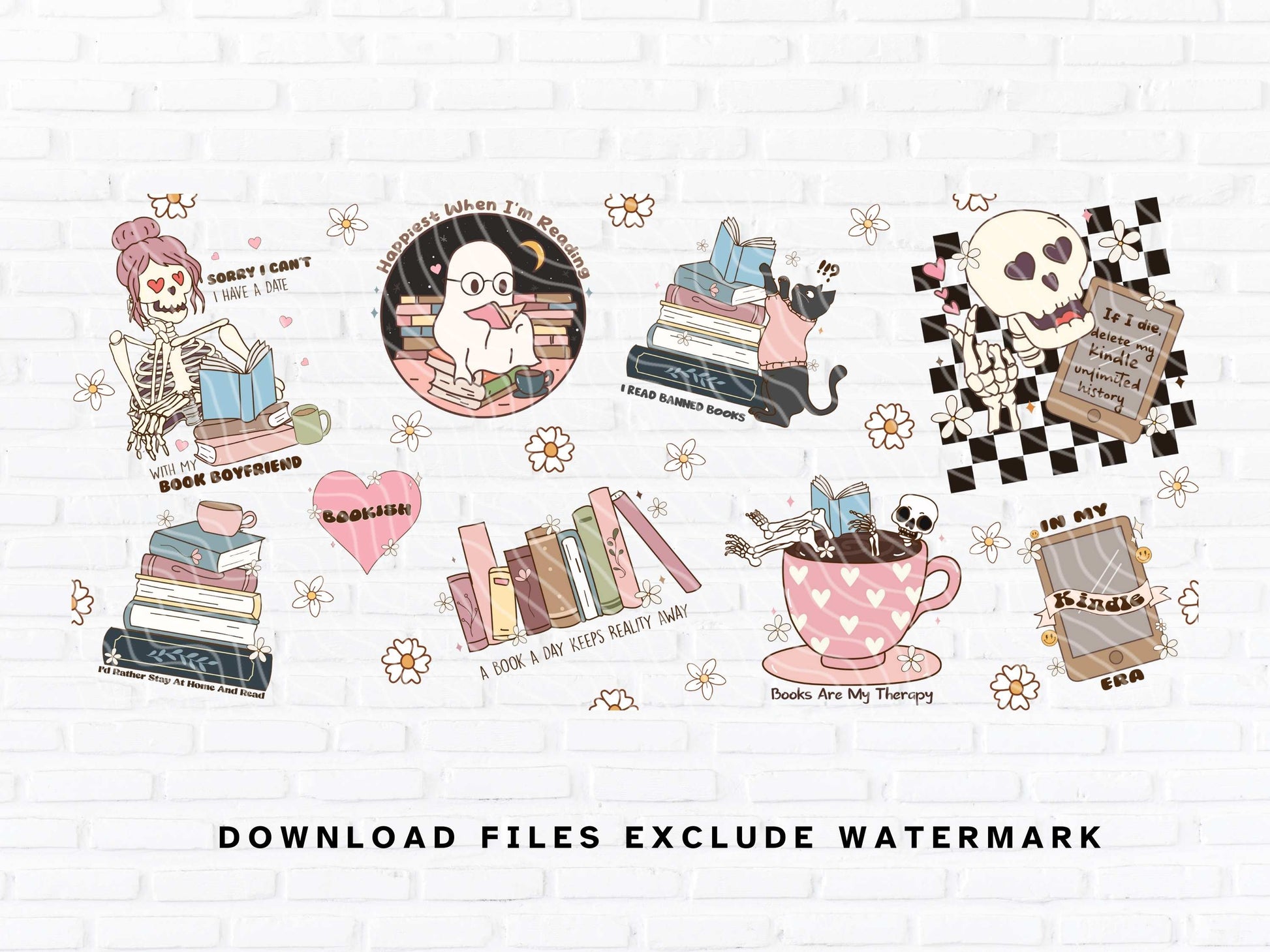 bookish tumbler wraps png digital download
