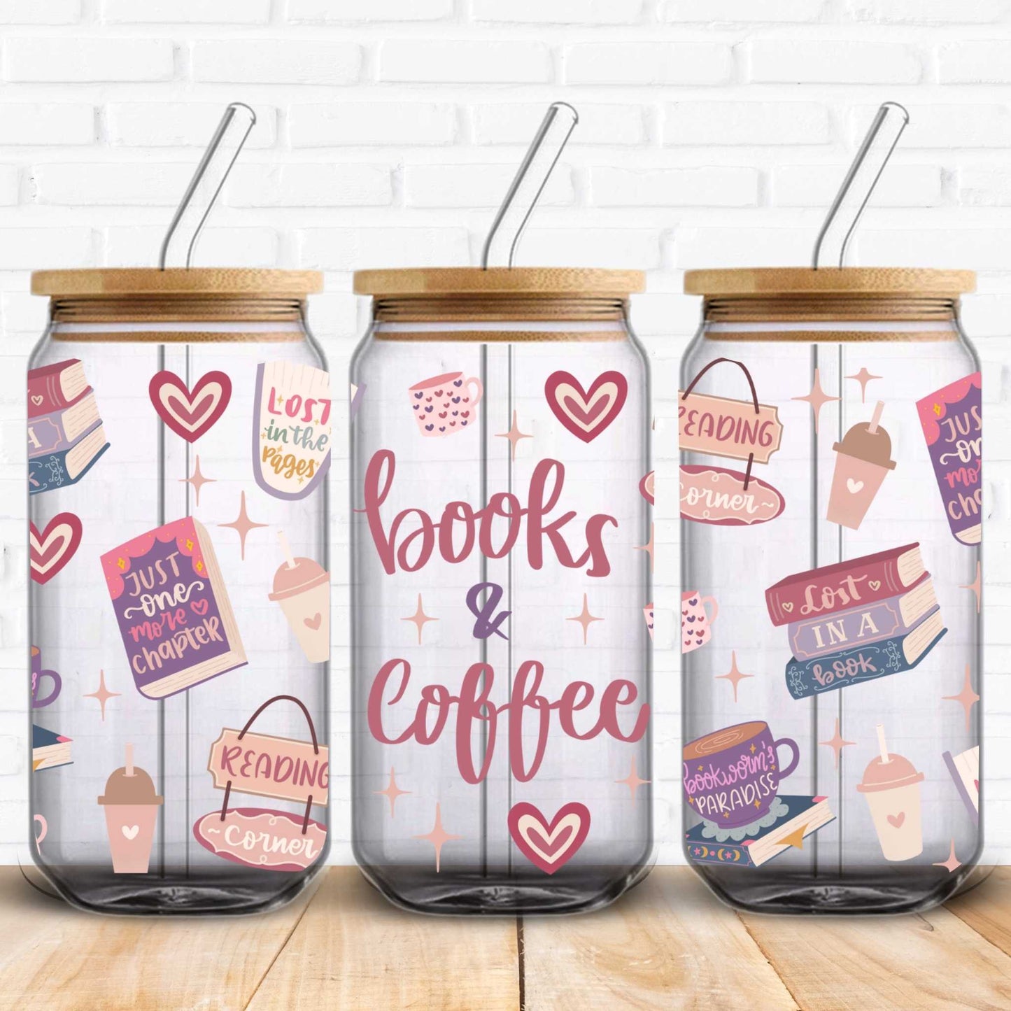 books and coffee vinyl prints for cups