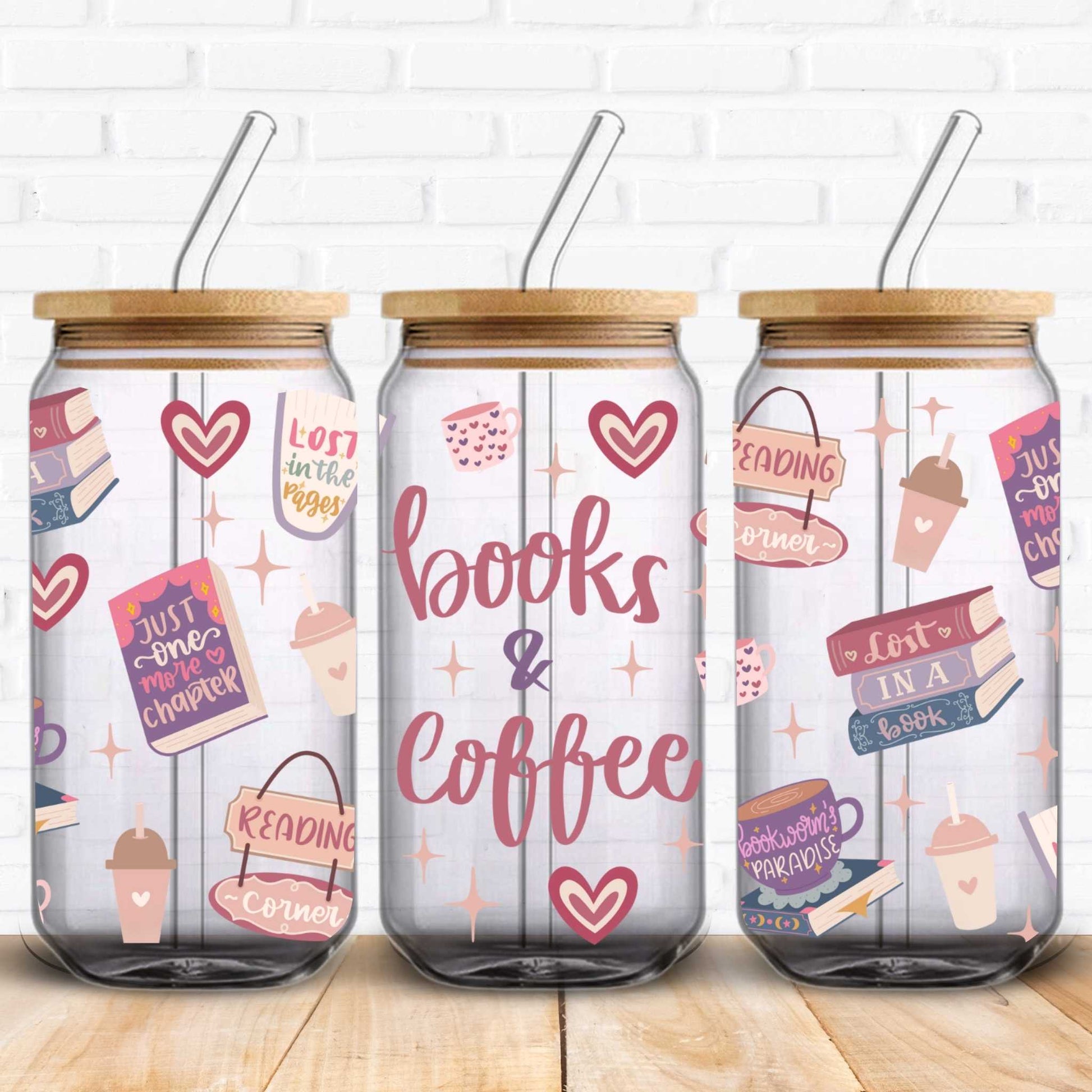 books and coffee vinyl prints for cups