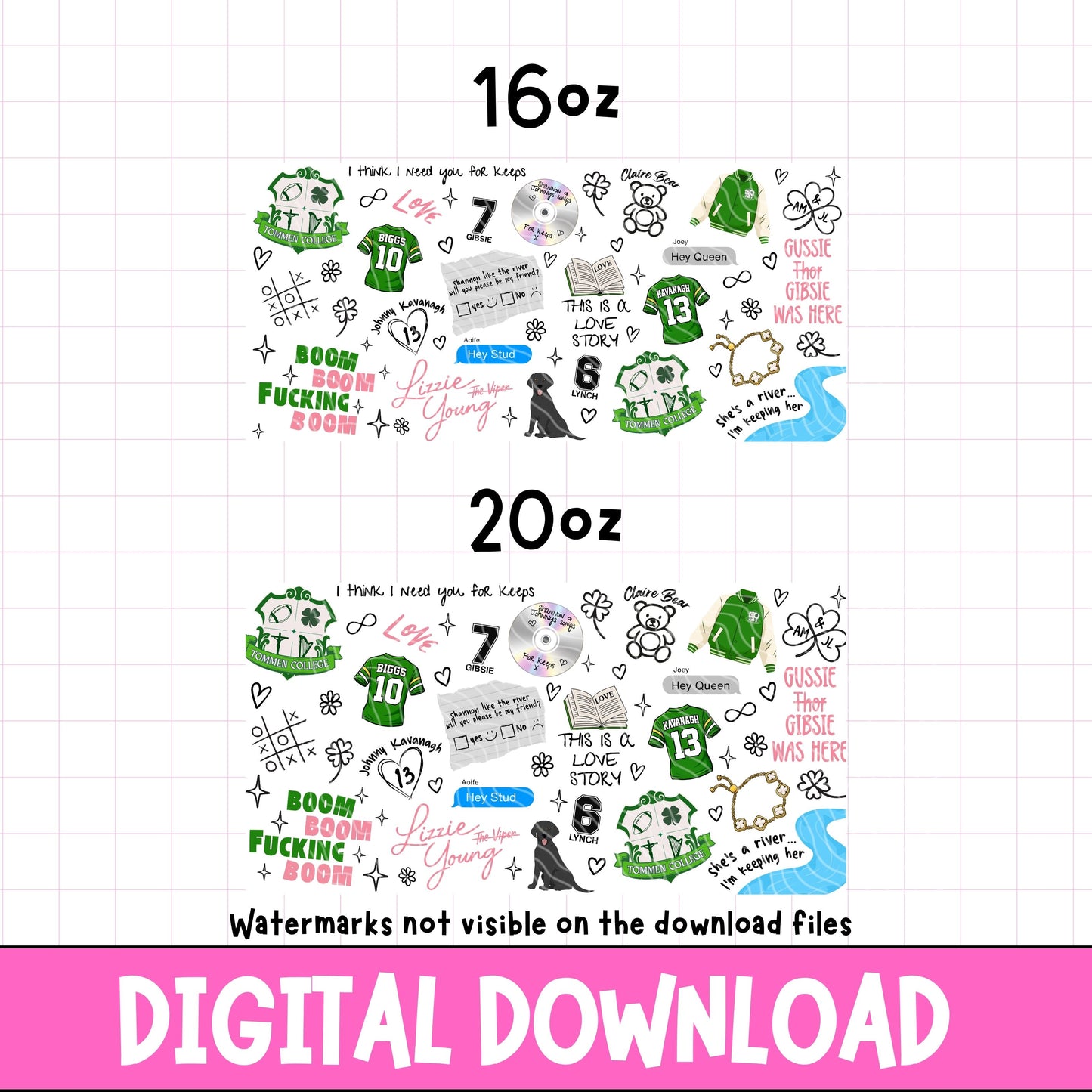 digital download for 16oz and 20oz libbey cans showing a boys of tommen or binding 13 book design from author chloe walsh.