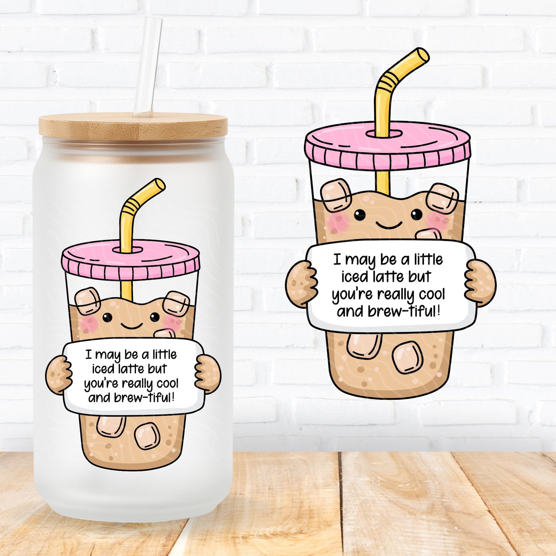emotional support latte showing a mental health quote for positive affirmations uk printed uvdtf stickers