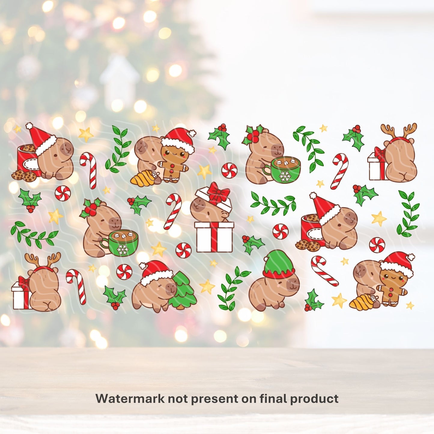 Capybara Christmas | UV DTF Wrap