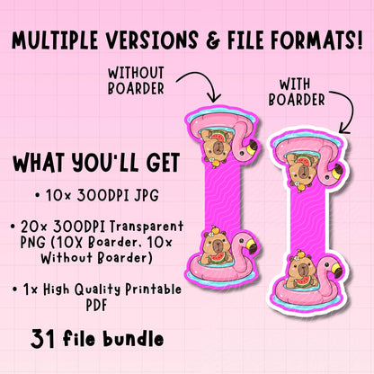 Capybara Magnetic Bookmark Bundle | Digital Download