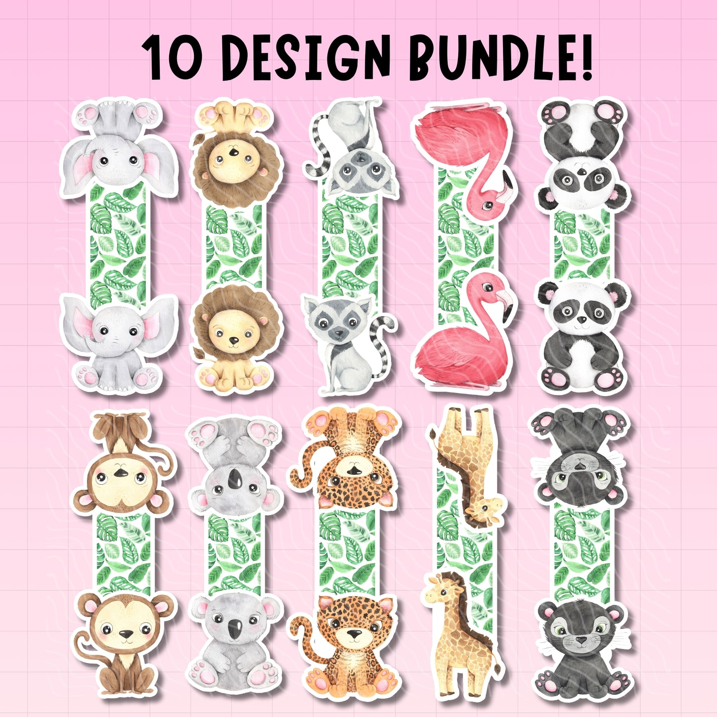 Jungle Animals Magnetic Bookmark Bundle | Digital Download