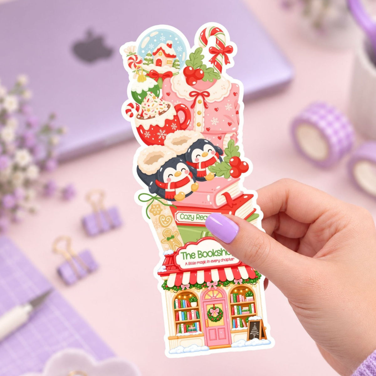 Christmas Bookstore | Bookmark UV DTF