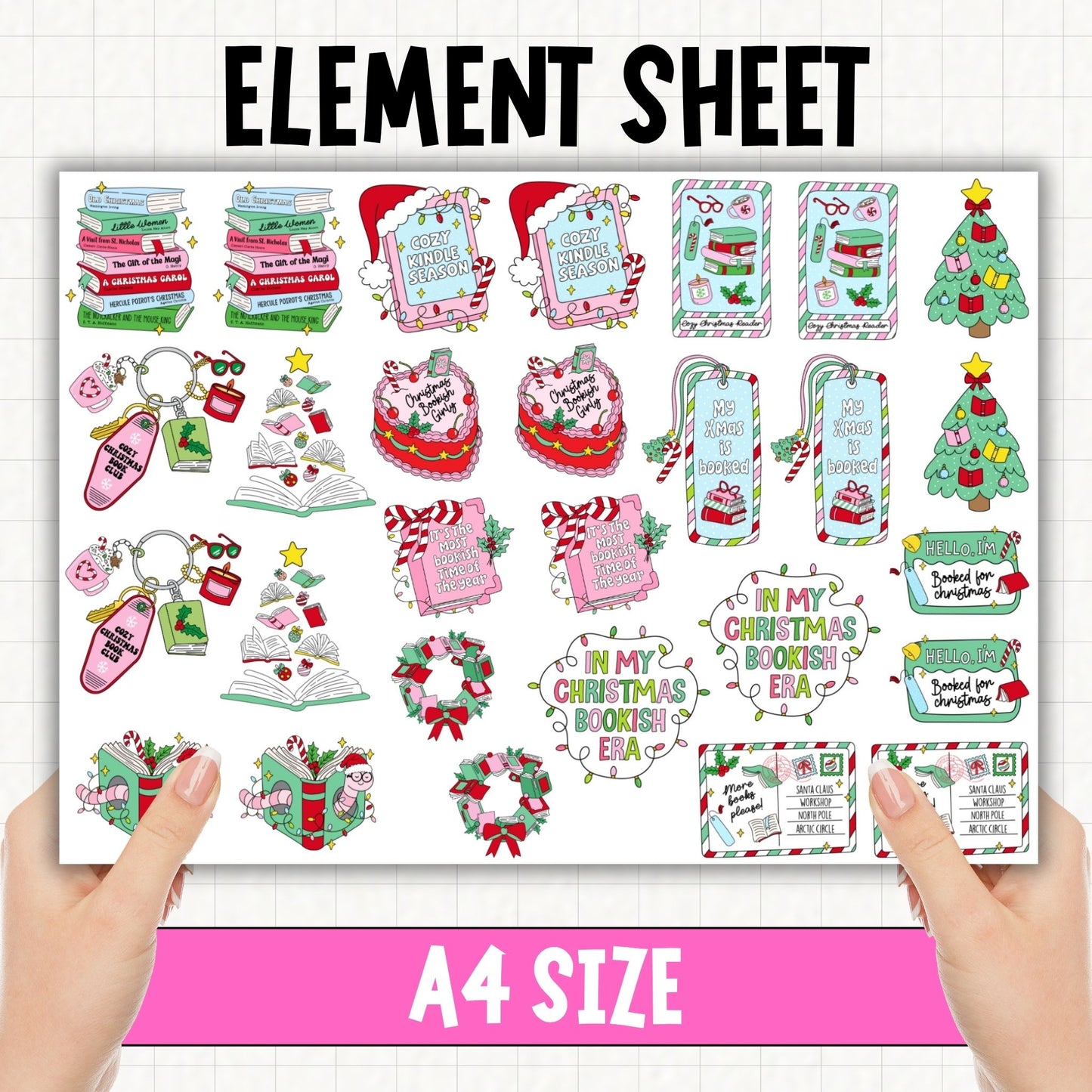 Christmas Is Booked | UV DTF Element Sheet
