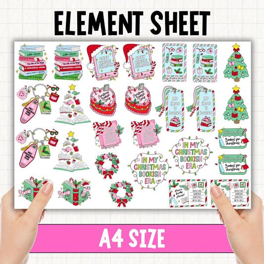 Christmas Is Booked | UV DTF Element Sheet