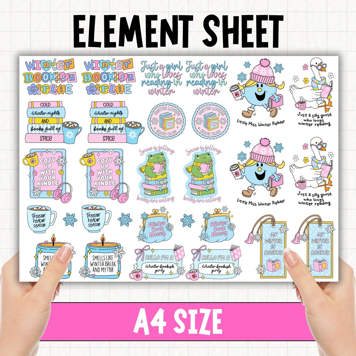 Winter Bookish | UV DTF Element Sheet