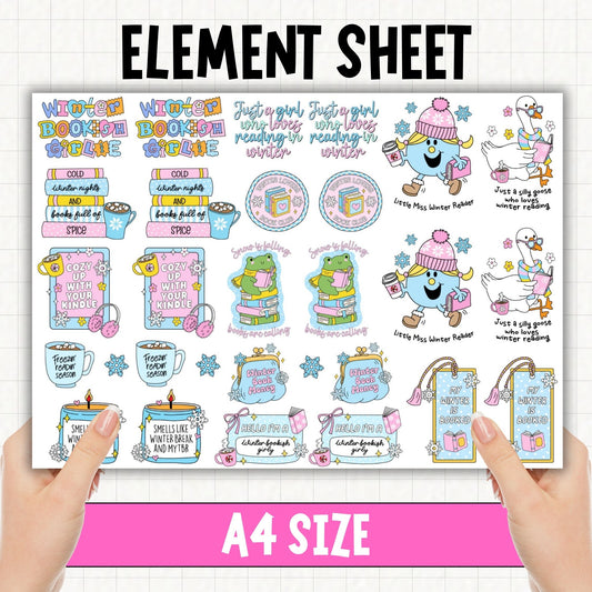 Winter Bookish | UV DTF Element Sheet
