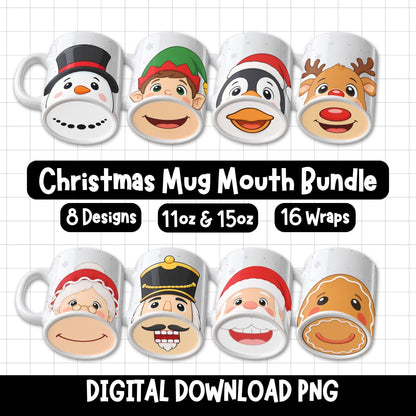 Christmas Mug Mouth Wrap & Clipart Bundle | Digital Download