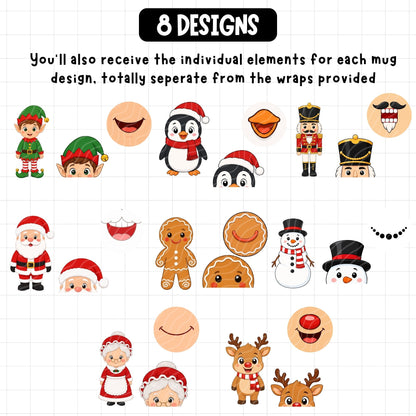 Christmas Mug Mouth Wrap & Clipart Bundle | Digital Download