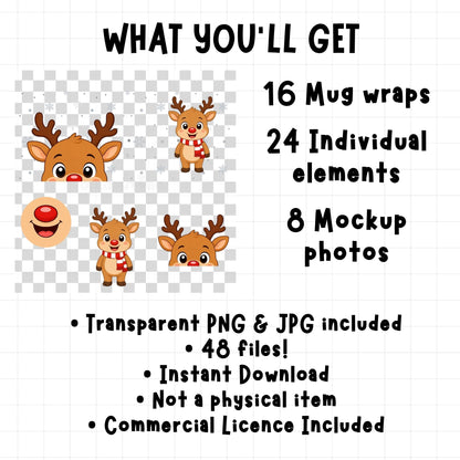 Christmas Mug Mouth Wrap & Clipart Bundle | Digital Download