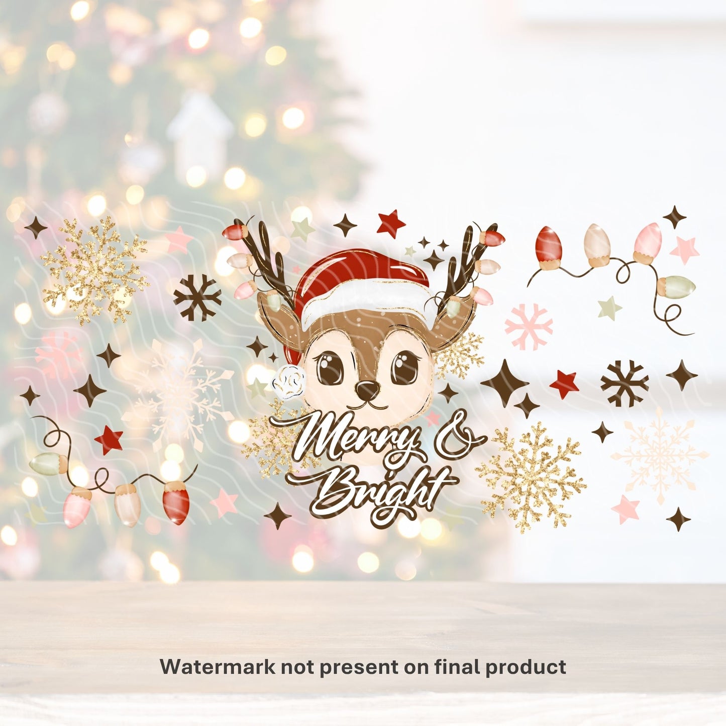 Merry & Bright Deer | UV DTF Wrap