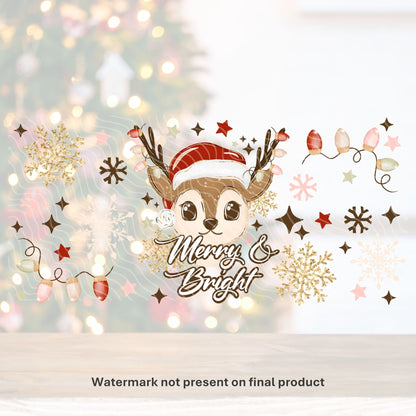 Merry & Bright Deer | UV DTF Wrap