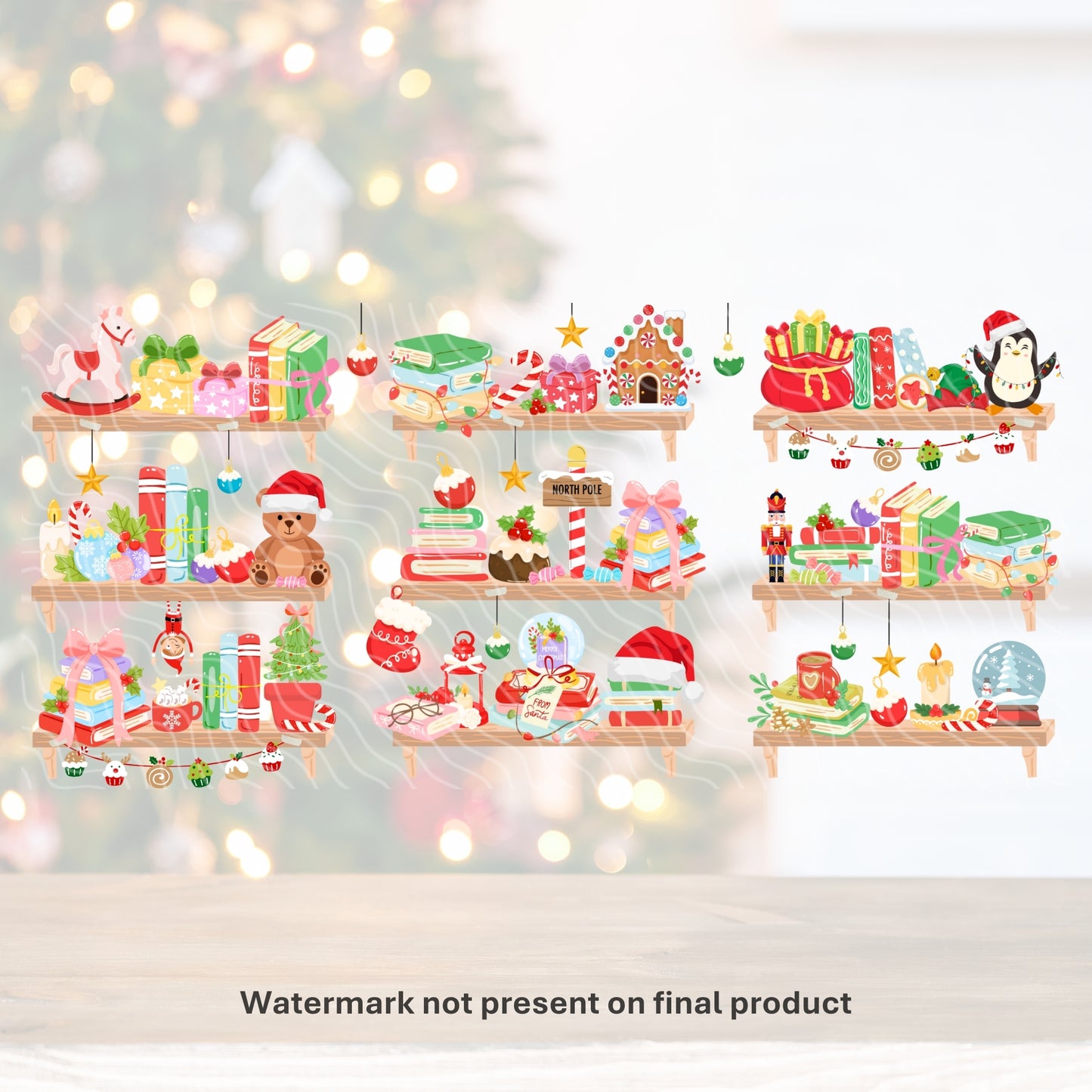 Christmas Bookshelf | UV DTF Wrap