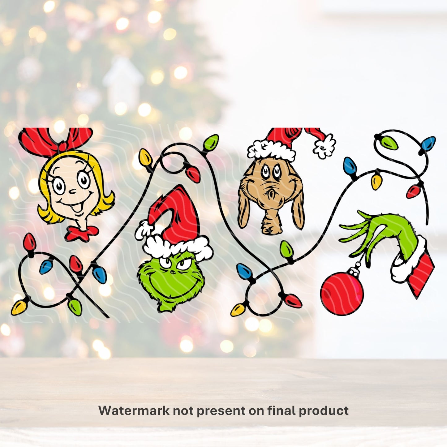 Grinch Family Lights | UV DTF Wrap