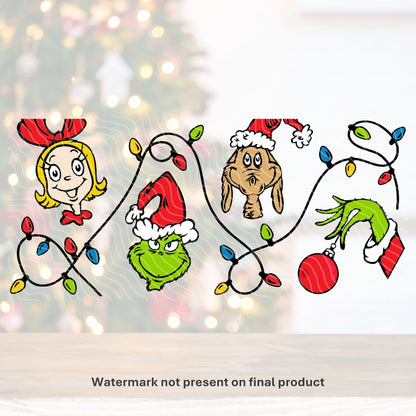 Grinch Family Lights | UV DTF Wrap