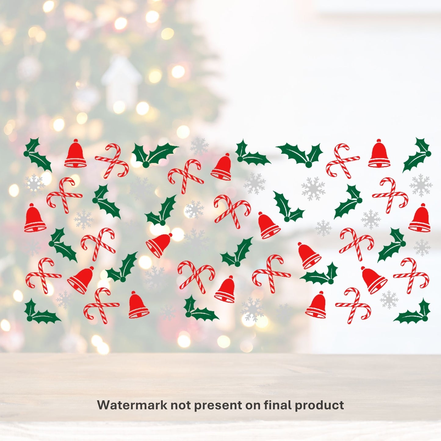 Candy Cane Holly | UV DTF Wrap