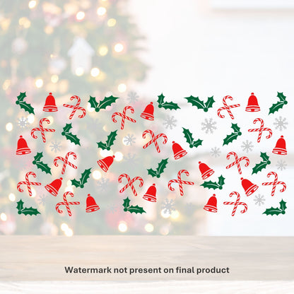Candy Cane Holly | UV DTF Wrap