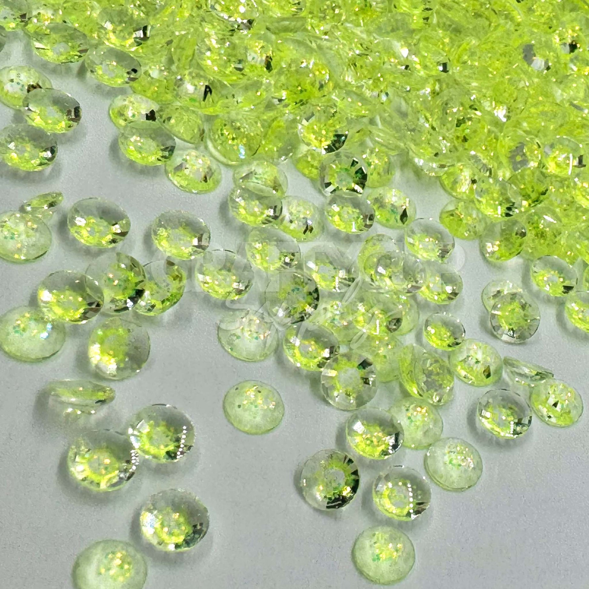 Glitter Rhinestones | Flat Back | Resin | UK Wholesale | Green ...