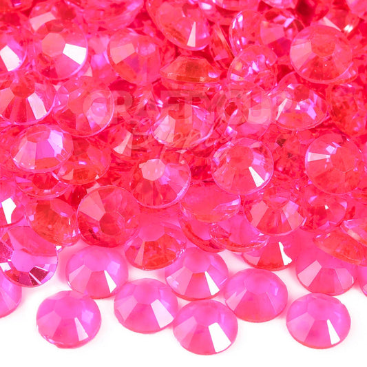 Clear Hot Pink Rhinestones - 3mm, 4mm, 5mm