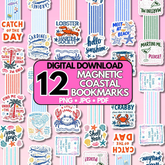 Coastal Magnetic Bookmark Bundle | Digital Download