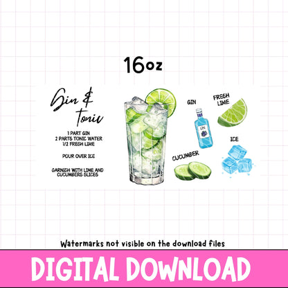 Gin & Tonic Recipe | Digital Download