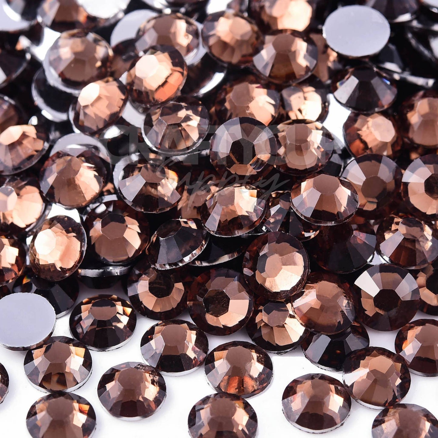 silver base rhinestones coffee brown